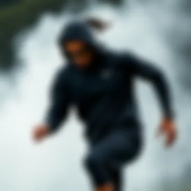 Dynamic athlete in action wearing Nike black collection