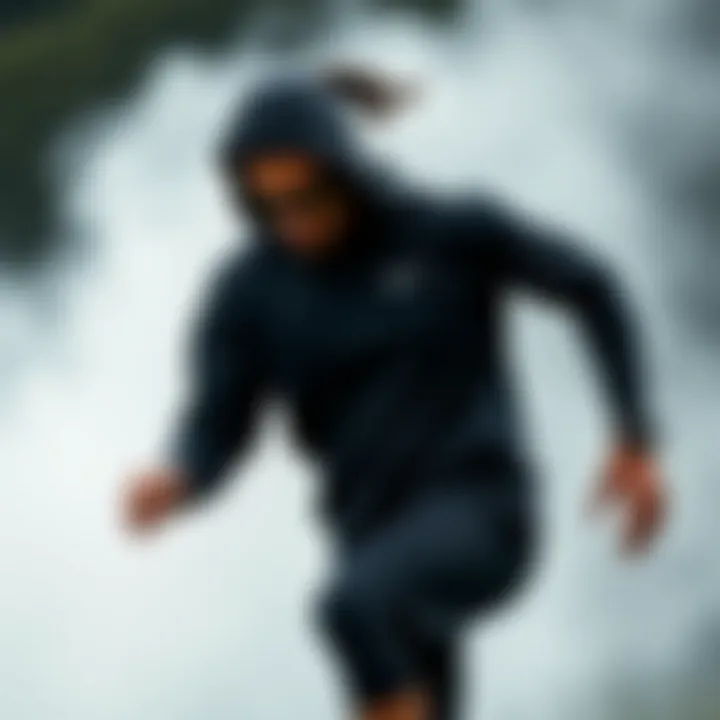 Dynamic athlete in action wearing Nike black collection