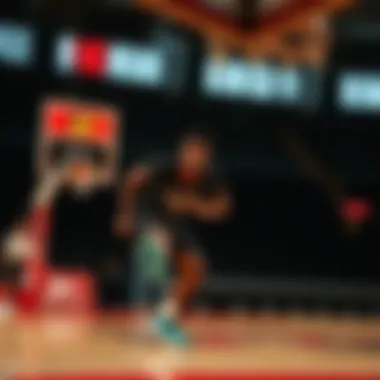 Athlete wearing Nike Witness 5 in action during a basketball game, highlighting performance.