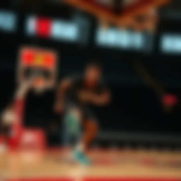 Athlete wearing Nike Witness 5 in action during a basketball game, highlighting performance.