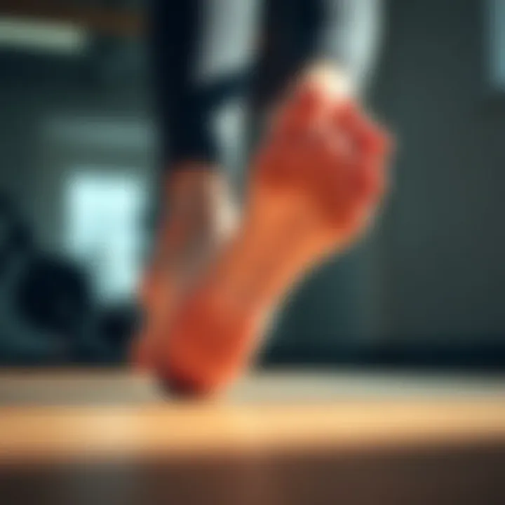 A close-up of feet in motion during a plank exercise, showcasing stability.