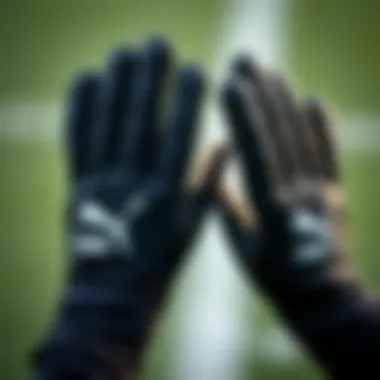 Close-up of the features of Puma children's goalkeeper gloves
