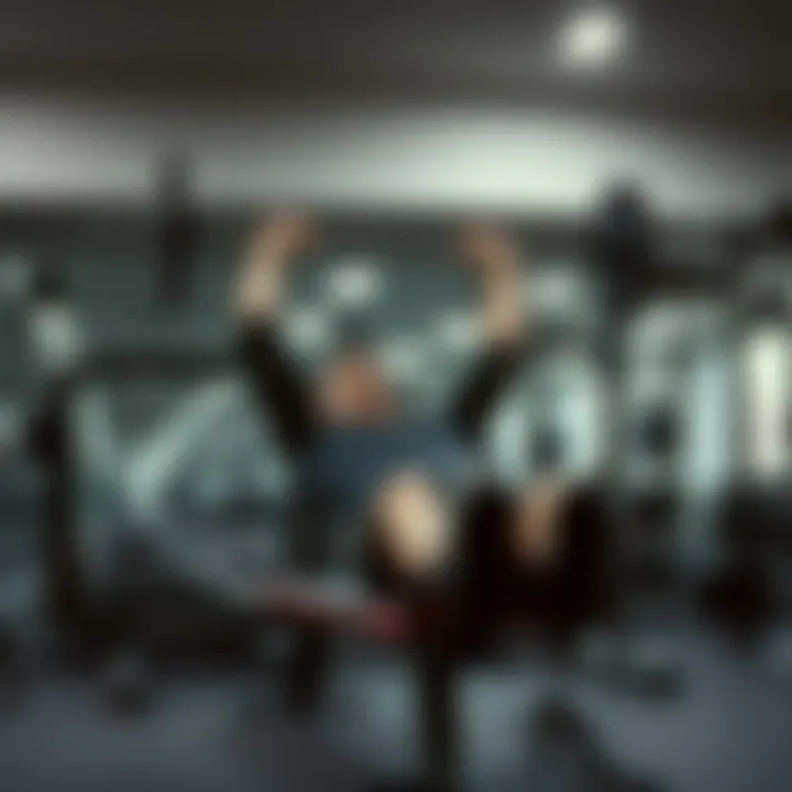 An individual executing a bench press, showcasing proper form