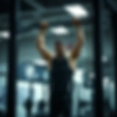 A fitness enthusiast engaging in a pull-up on gym equipment