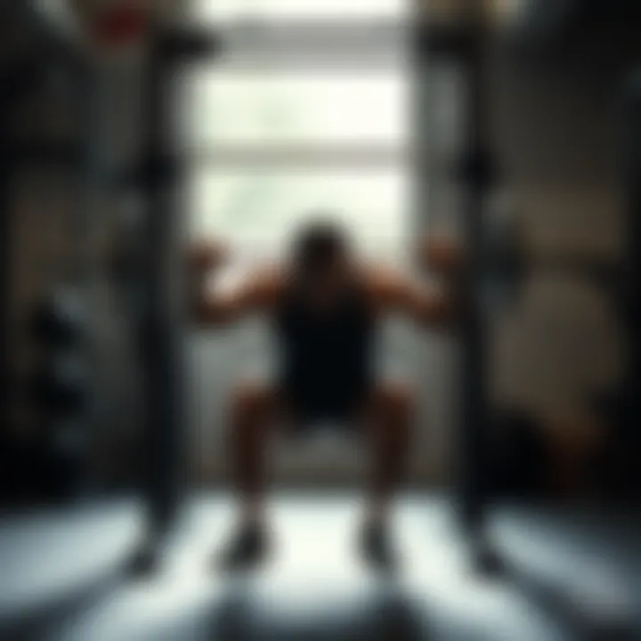 Proper Squat Technique on Smith Machine Athlete demonstrating proper squat technique on the Smith machine