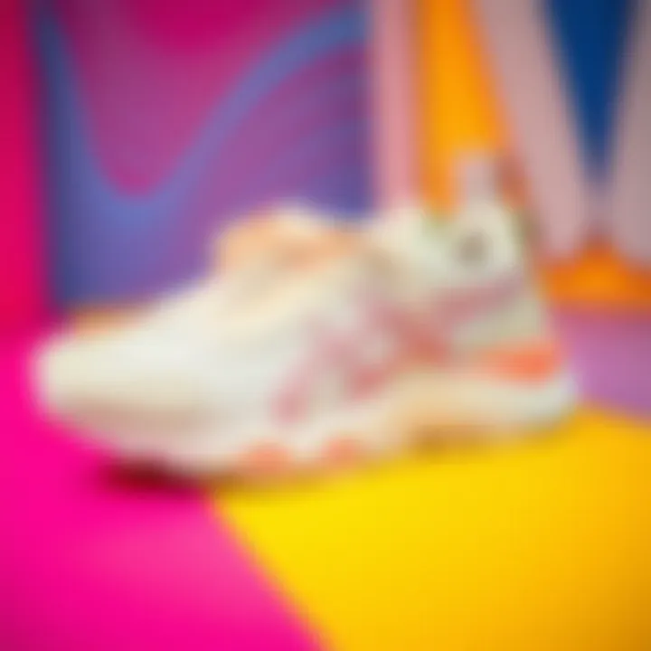 Stylish sport shoes on a vibrant background