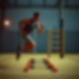 Athlete demonstrating agility drills on a sports ladder