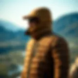 Stylish insulated jacket displayed outdoors