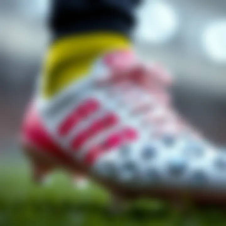 Close-up of Swarovski crystals on a soccer cleat