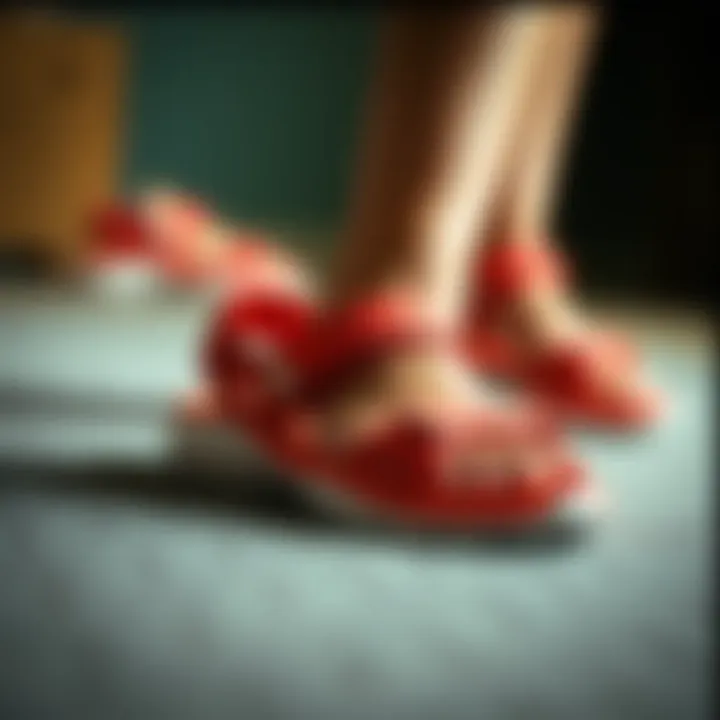 A collection of trendy sports sandals showcased