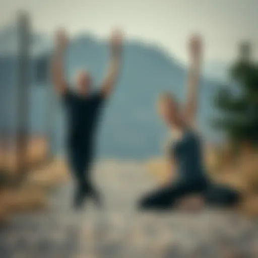 Couple practicing yoga together in harmony