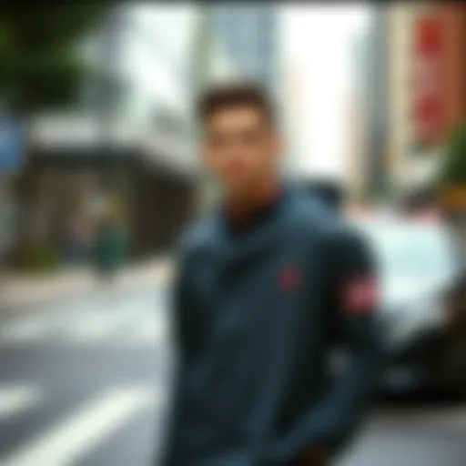 Stylish US Polo raincoat in an urban setting