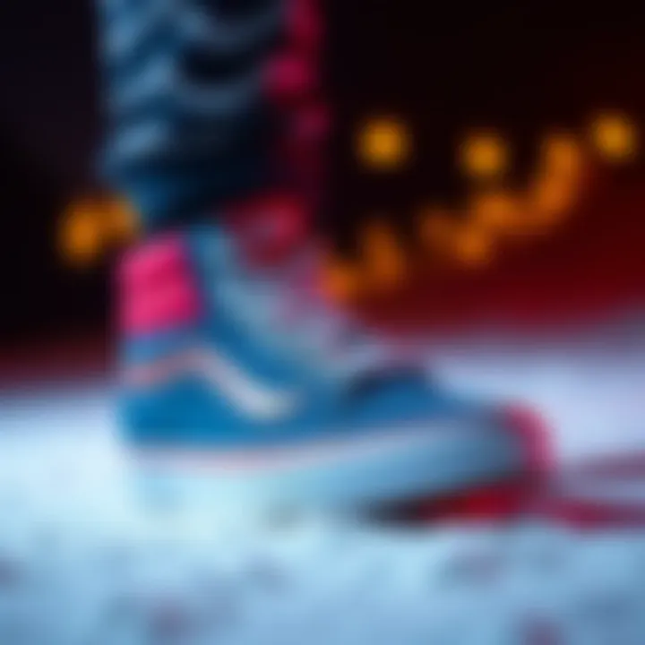 A stylish Vans Ski Hi showcasing its unique design and vibrant colors.