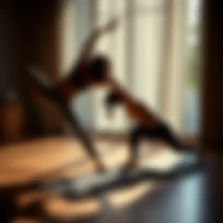 Intimate moment of two practitioners in yoga flow